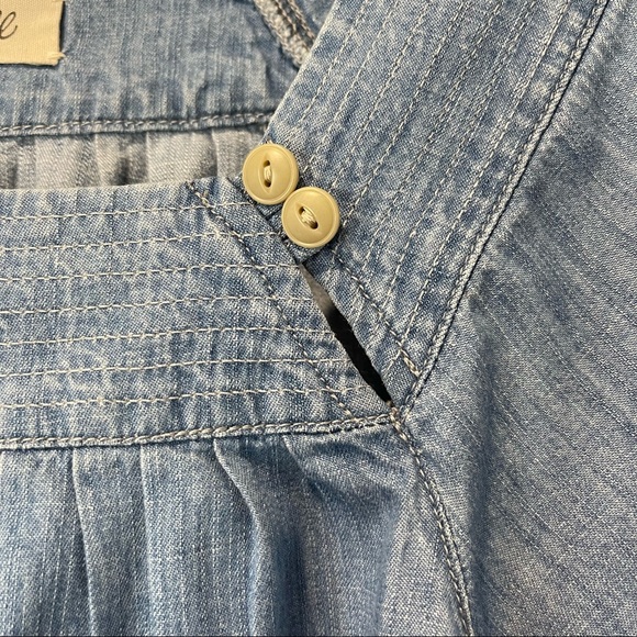 Madewell square neck bell sleeve chambray peasant crop top - Picture 5 of 7